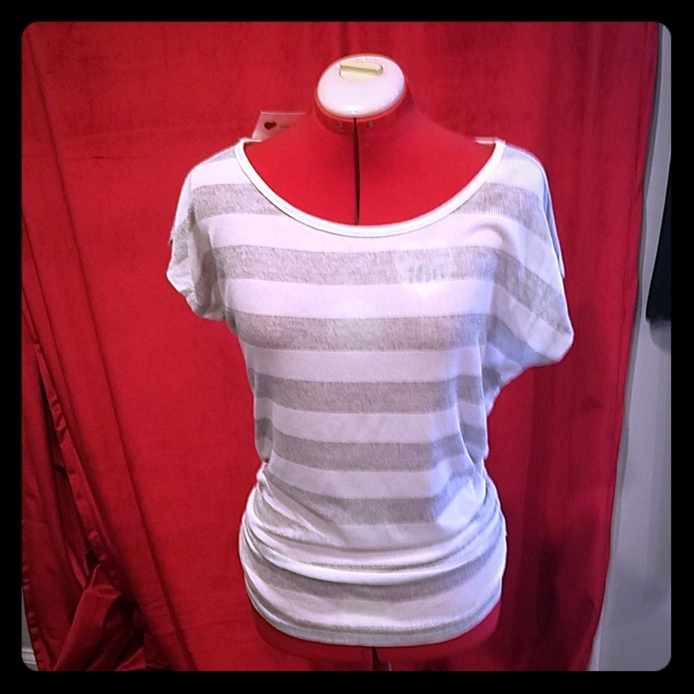 Striped short sleeved sweater